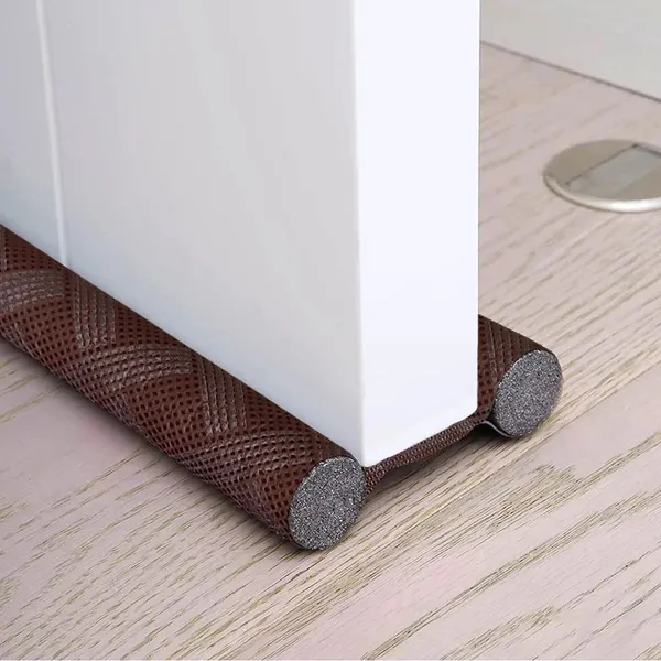 KRISAA_Pack_of_4_Brown_Cobra_Door_Bottom_Sealing_Strip_Guard_for_Home_-_39_Inch_Floor_Mounted_Door_Stopper_(Brown)