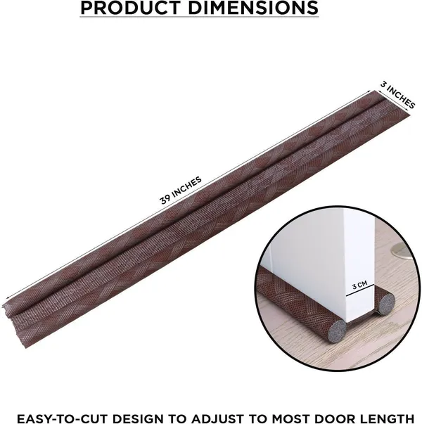 KRISAA_Pack_of_4_Brown_Cobra_Door_Bottom_Sealing_Strip_Guard_for_Home_-_39_Inch_Floor_Mounted_Door_Stopper_(Brown)
