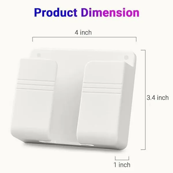 KRISAA_Wall_Mounted_Mobile_Holder_|_Self_Adhesive_Phone_Stand_with_Charging_Hole_Pack_2_Plastic_Key_Holder_(0_Hooks,_White)