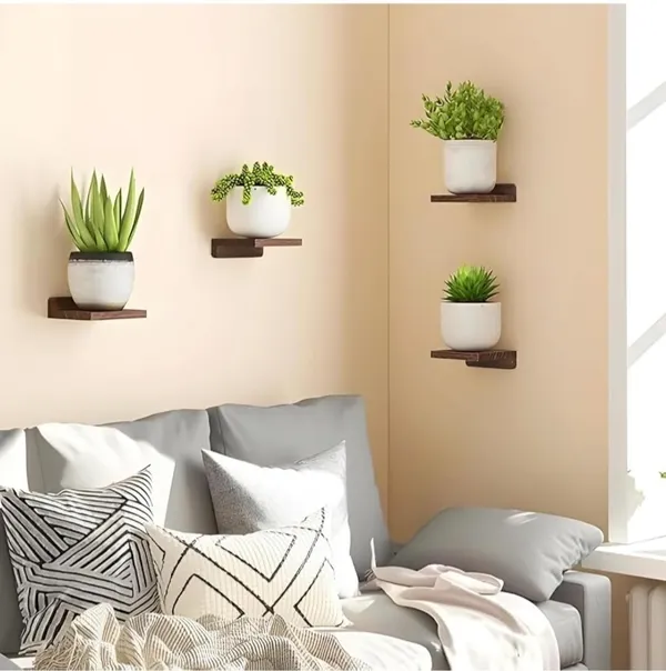 KRISAA_Wooden_Floating_Wall_Shelves,_Mini_Display_Storage_Organizer_for_Living_Room_Wooden_Wall_Shelf_(Number_of_Shelves_-_4,_Brown)