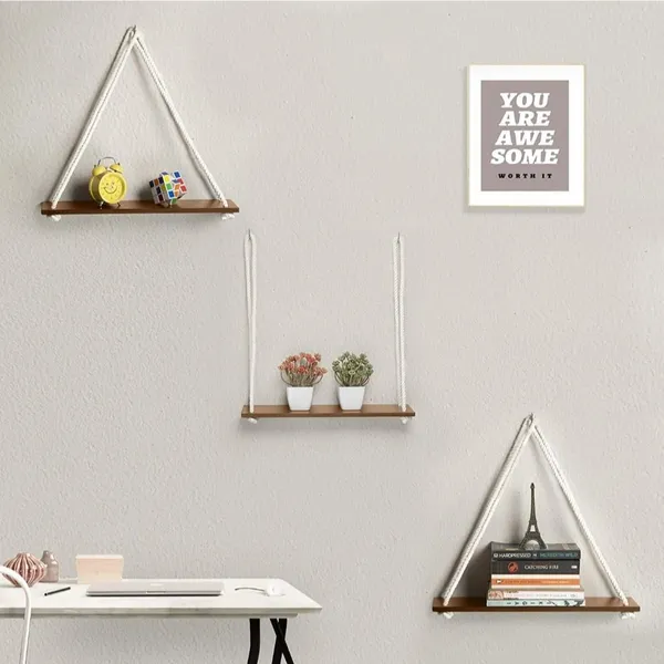 KRISAA_Wall_Hanging_Rope_Shelf_â€“_Stylish_Wall_Mounted_Wooden_Shelf_for_Plant_showing_Wooden_Wall_Shelf_(Number_of_Shelves_-_1,_Brown)