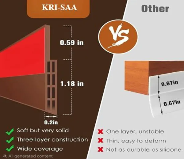 KRISAA_Silicone_Door_sealing_Strip(_39-Inch_pack_of_02)_for_Blocking_Insects,_Cockroaches,_Air_(HOT_&_COLD),_Dust_and_Noise,_Dust_Door_Mounted_Door_Stopper_(Brown)