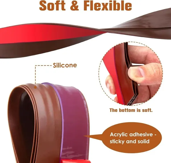 KRISAA_Silicone_Door_sealing_Strip(_39-Inch_pack_of_02)_for_Blocking_Insects,_Cockroaches,_Air_(HOT_&_COLD),_Dust_and_Noise,_Dust_Door_Mounted_Door_Stopper_(Brown)