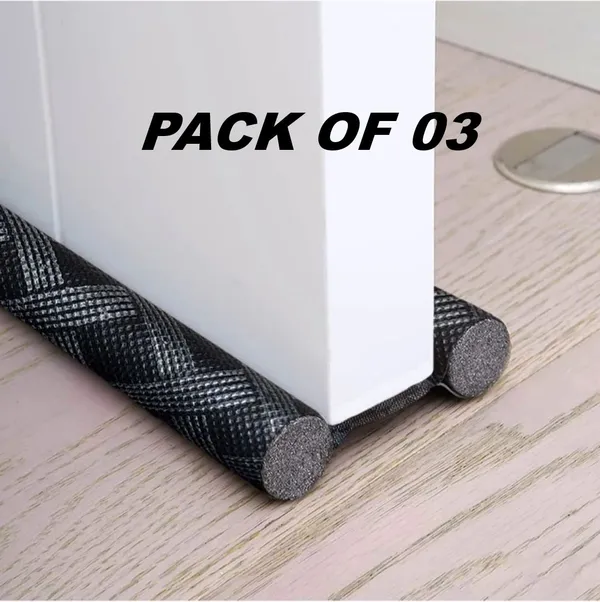 KRISAA_Door_Guard_(39_Inches,_Pack_of_3)_Door_bottom_sealing_strip_For_reduce_Noise_,Insects_and_dust_(_Printed_Black)_Door_Mounted_Door_Stopper_(Beige,_Black)