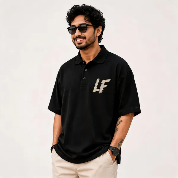 Black_Cotton_Oversized_Printed_Polo_T-Shirt_For_Men