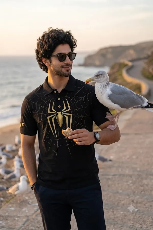 Elevate_Your_Streetwear:_Premium_Black_&_Metallic_Gold_Spider_Polo
