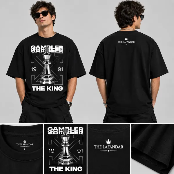 THE_LAFANDAR_Gambler_The_King_Chess_Oversized_T-Shirt