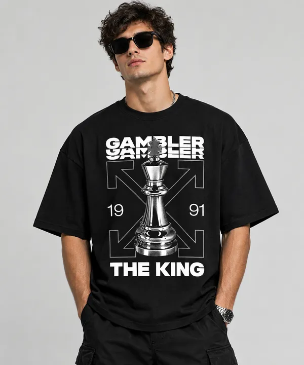 THE_LAFANDAR_Gambler_The_King_Chess_Oversized_T-Shirt