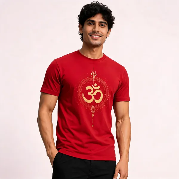 Red_Cotton_Crew_Neck_Om_Graphic_T-Shirt_For_Men