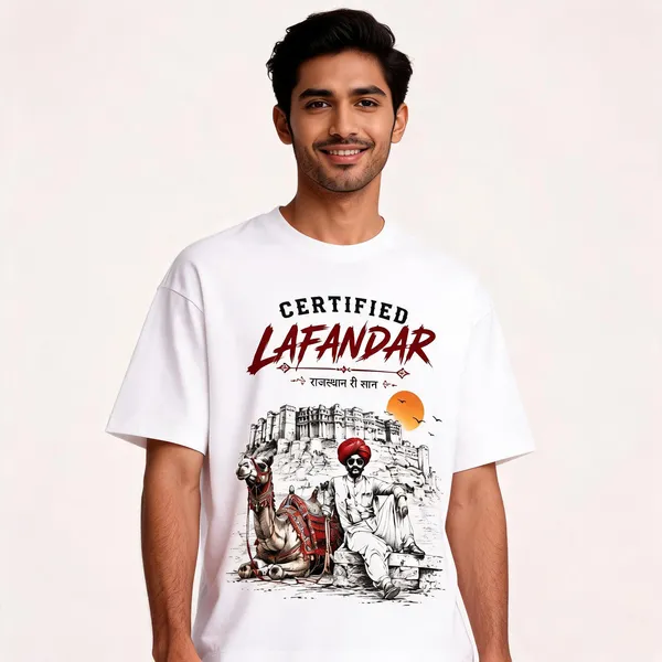 White_Cotton_Oversized_Rajasthani_Print_T-Shirt_For_Men