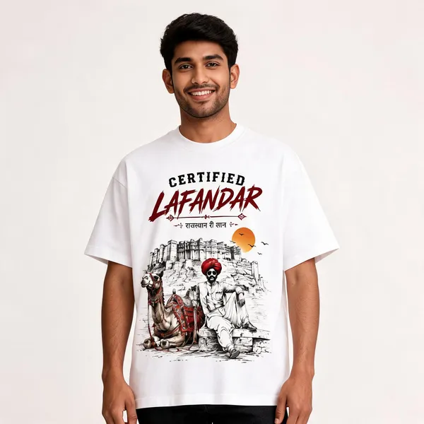 White_Cotton_Oversized_Rajasthani_Print_T-Shirt_For_Men