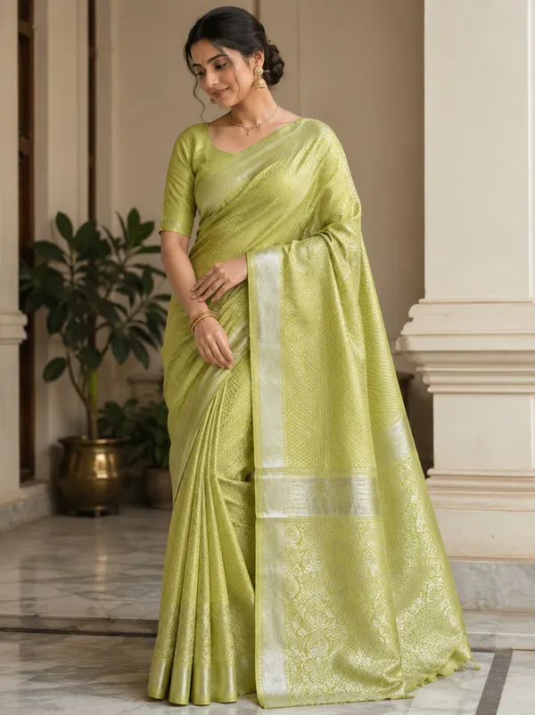 Oxin_Woven_Banarasi_Jacquard_Saree_(Light_Green)