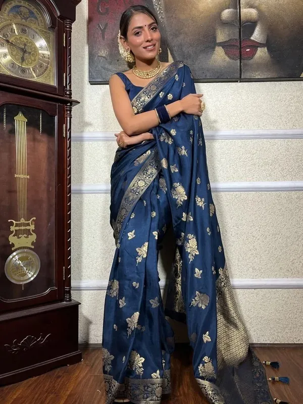 Oxin_Woven,_Embroidered_Banarasi_Jacquard_Saree_(Blue)