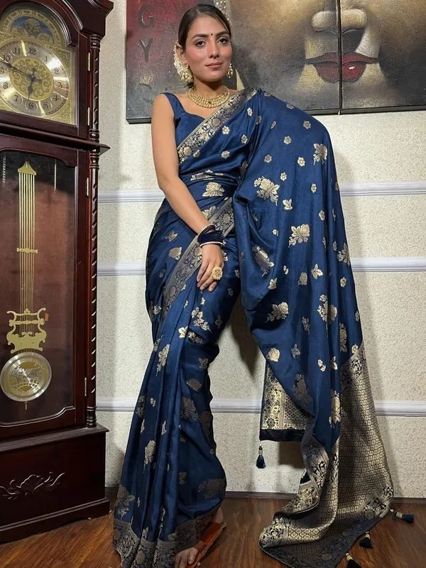 Oxin_Woven,_Embroidered_Banarasi_Jacquard_Saree_(Blue)