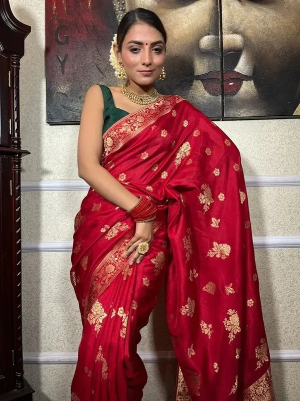 Oxin_Printed_Banarasi_Jacquard_Saree_(Red)