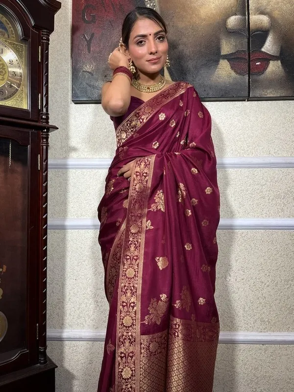 Oxin_Printed_Banarasi_Jacquard_Saree_(Maroon)