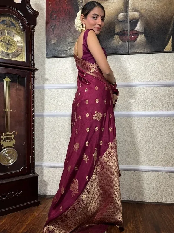 Oxin_Printed_Banarasi_Jacquard_Saree_(Maroon)