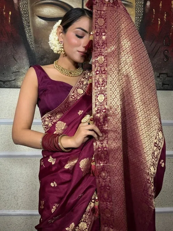Oxin_Printed_Banarasi_Jacquard_Saree_(Maroon)