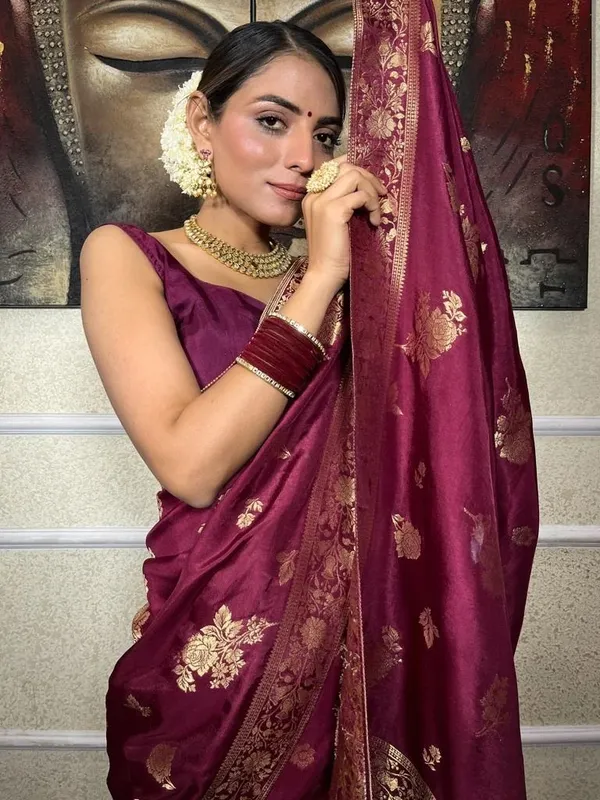 Oxin_Printed_Banarasi_Jacquard_Saree_(Maroon)