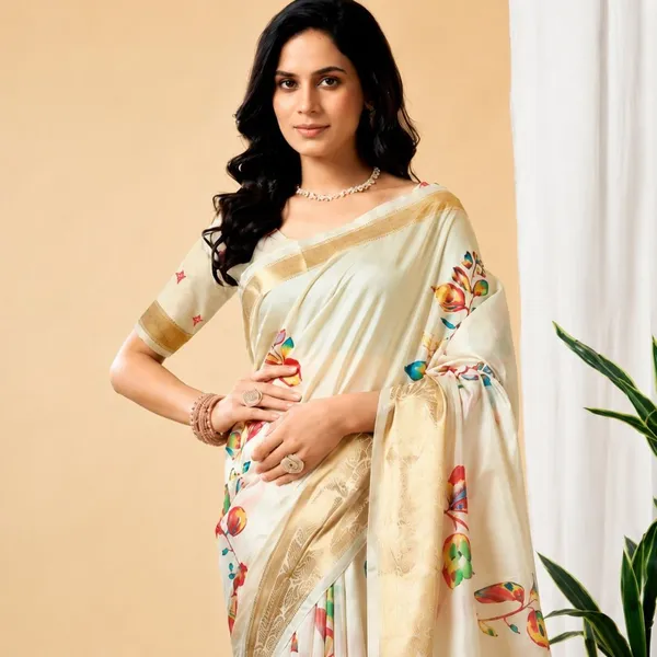 Oxin_Floral_Print_Banarasi_Jacquard_Saree_(Cream)