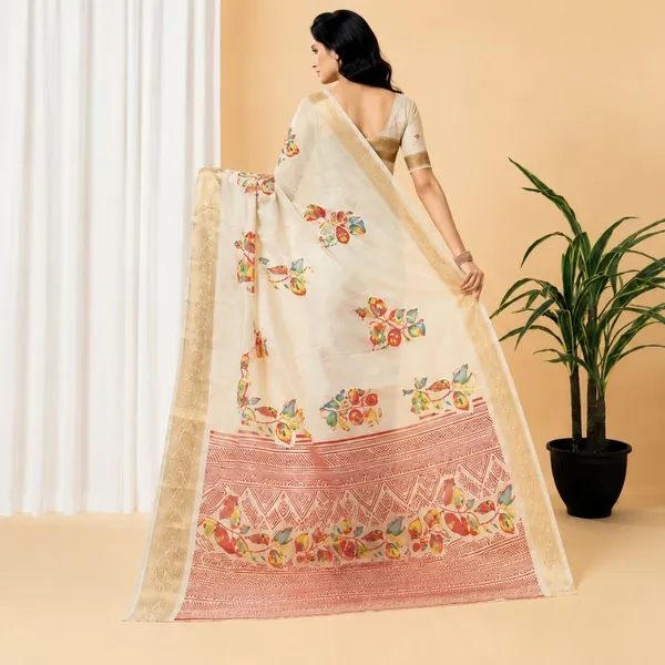 Oxin_Floral_Print_Banarasi_Jacquard_Saree_(Cream)