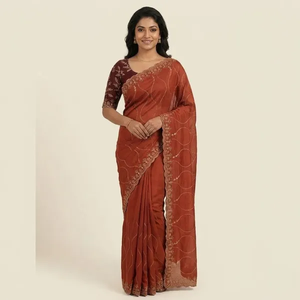 Oxin_Embroidered_Bollywood_Cotton_Silk_Saree_(Brown)