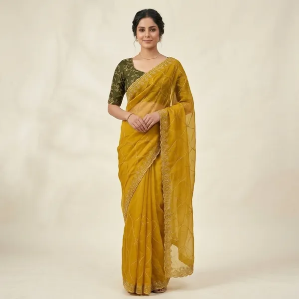 Oxin_Embroidered_Bollywood_Cotton_Silk_Saree_(Mustard)
