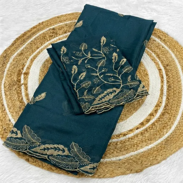 Oxin_Embroidered_Banarasi_Georgette_Saree_(Dark_Blue)