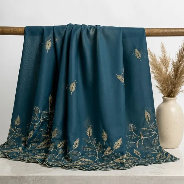 Oxin_Embroidered_Banarasi_Georgette_Saree_(Dark_Blue)