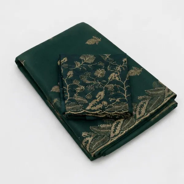 Oxin_Embroidered_Banarasi_Georgette_Saree_(Dark_Green)