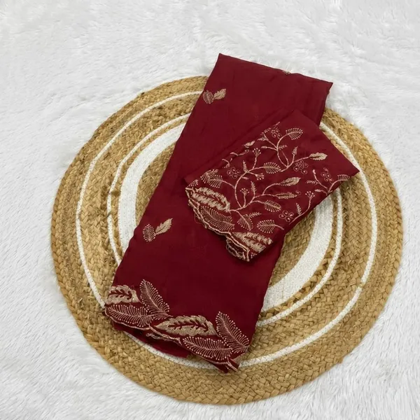 Oxin_Embroidered_Banarasi_Georgette_Saree_(Maroon)