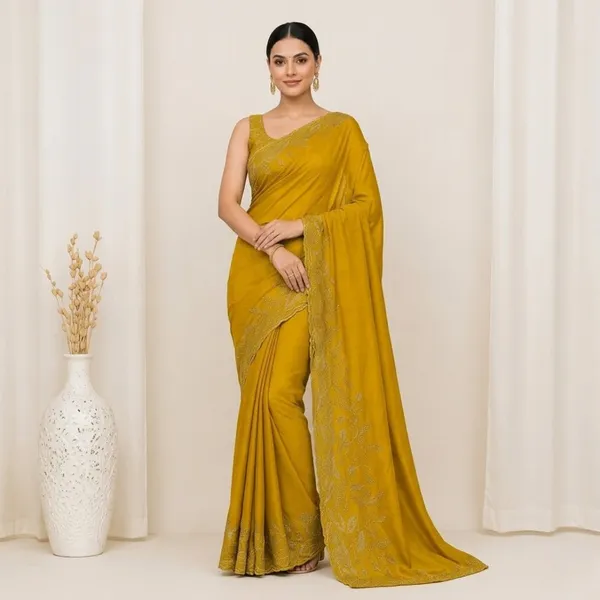 Oxin_Embroidered_Banarasi_Georgette_Saree_(Mustard)