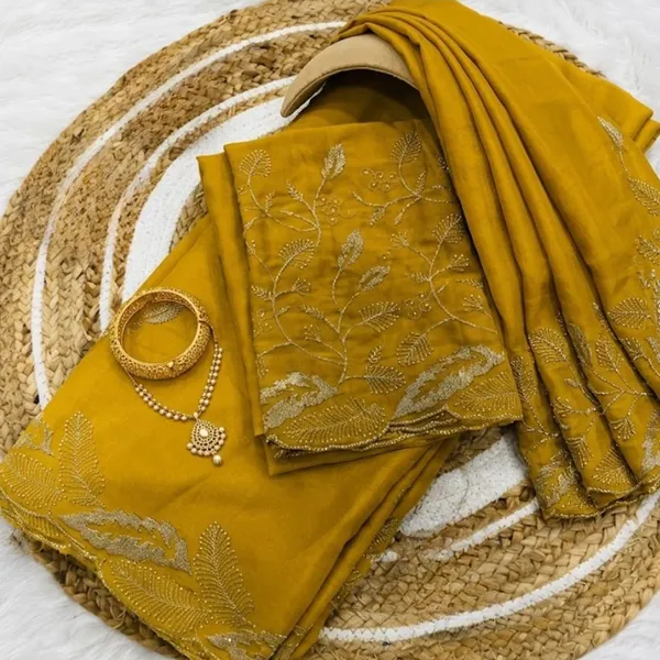 Oxin_Embroidered_Banarasi_Georgette_Saree_(Mustard)