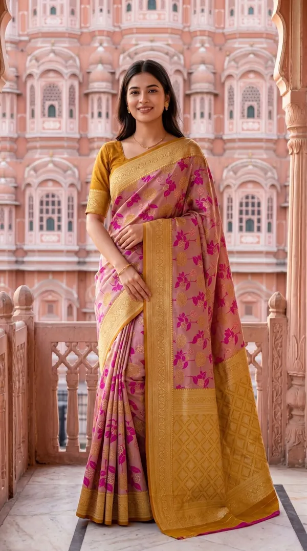 Oxin_Printed_Banarasi_Cotton_Silk_Saree_(Multicolor)