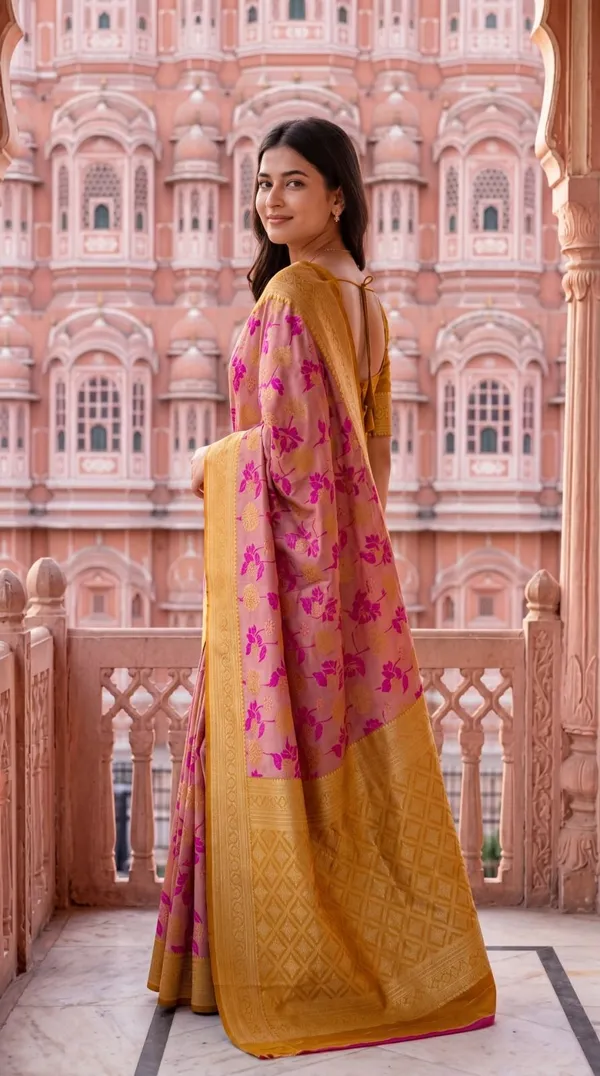 Oxin_Printed_Banarasi_Cotton_Silk_Saree_(Multicolor)