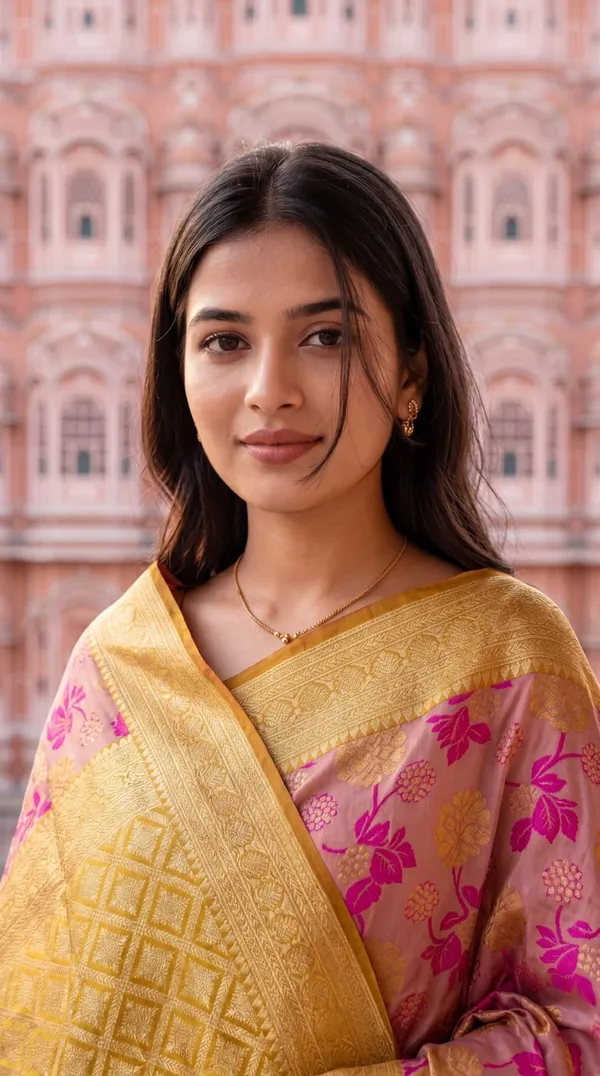 Oxin_Printed_Banarasi_Cotton_Silk_Saree_(Multicolor)