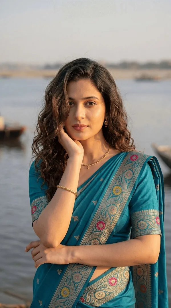 Oxn_Floral_Print_Banarasi_Art_Silk_Saree_(Light_Blue)