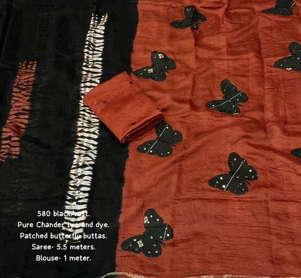 Oxn_Printed,_Embroidered_Bandhani_Pure_Silk_Saree_(Black)