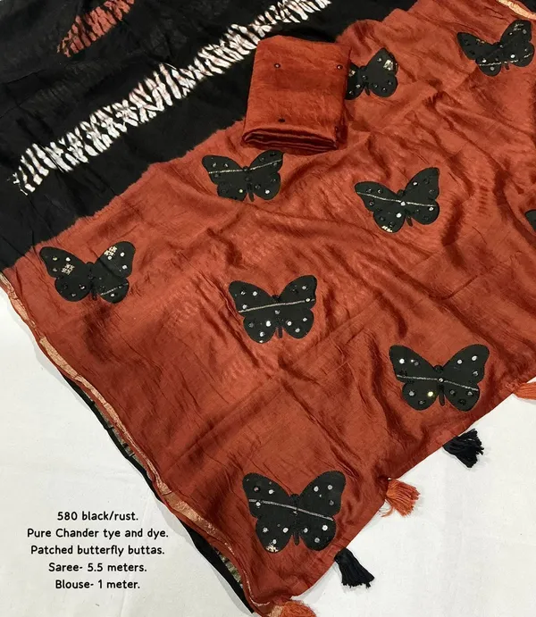 Oxn_Printed,_Embroidered_Bandhani_Pure_Silk_Saree_(Black)