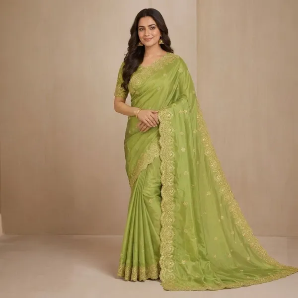 Oxin_Embroidered_Banarasi_Georgette_Saree_(Light_Green)