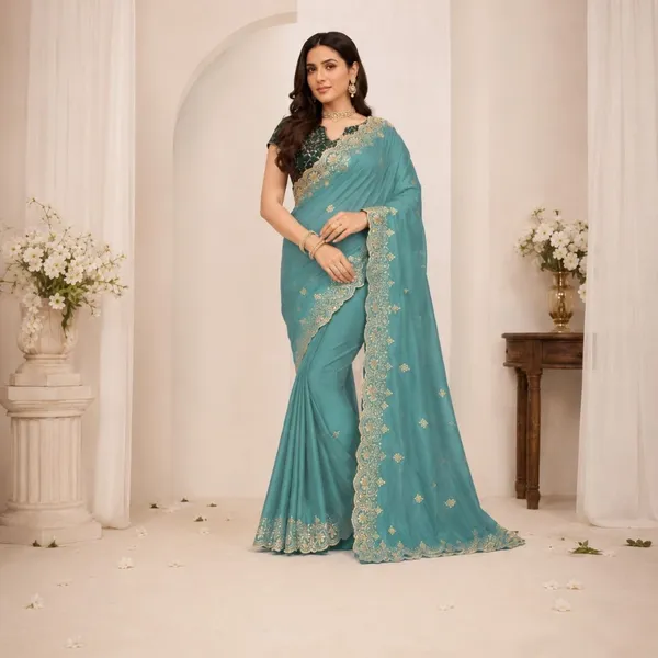 Oxin_Embroidered_Banarasi_Georgette_Saree_(Light_Blue)
