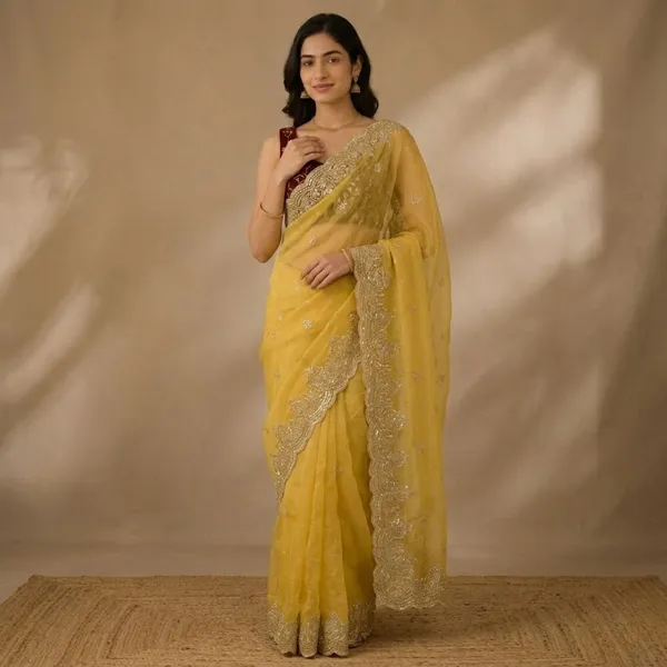 Oxin_Embroidered_Banarasi_Georgette_Saree_(Yellow)