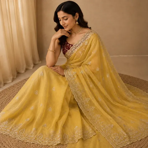 Oxin_Embroidered_Banarasi_Georgette_Saree_(Yellow)