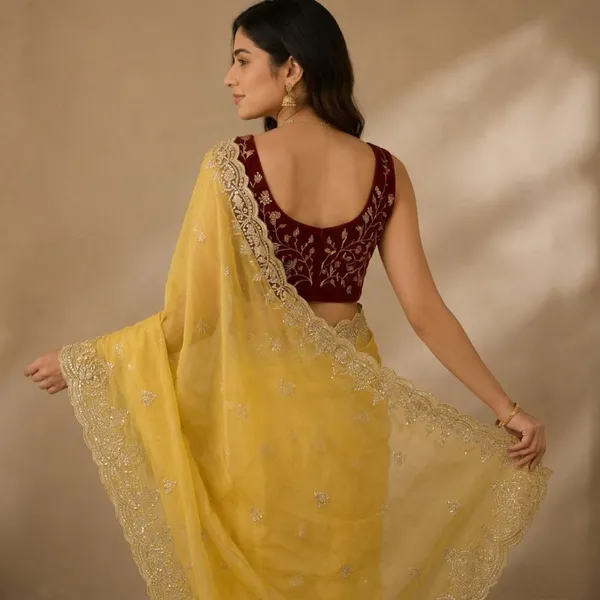 Oxin_Embroidered_Banarasi_Georgette_Saree_(Yellow)
