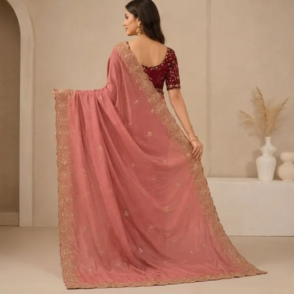 Oxin_Embroidered_Banarasi_Georgette_Saree_(Peach)