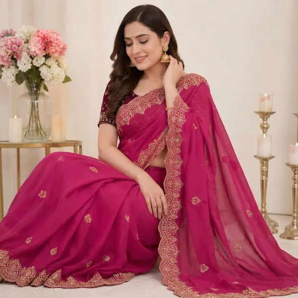 Oxin_Embroidered_Banarasi_Georgette_Saree_(Pink)