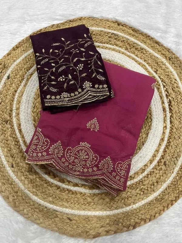 Oxin_Embroidered_Banarasi_Georgette_Saree_(Pink)