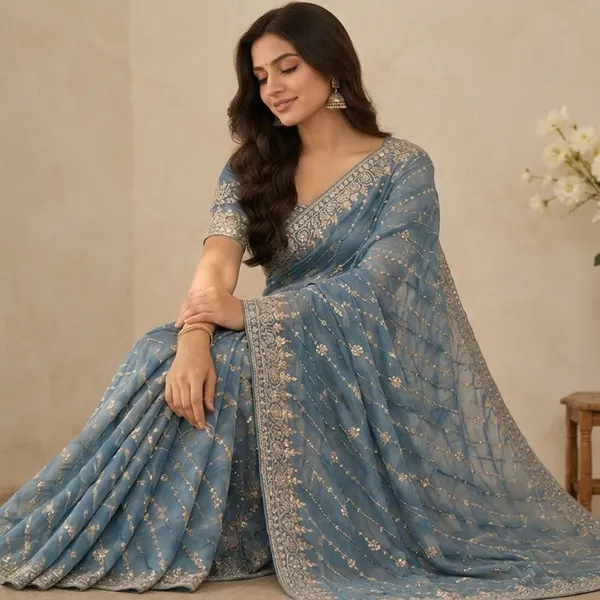 Oxin_Embroidered_Banarasi_Pure_Cotton_Saree_(Light_Blue)
