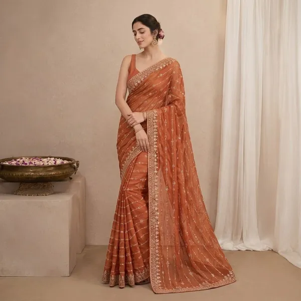 Oxn_Embroidered_Banarasi_Cotton_Silk_Saree_(Orange)