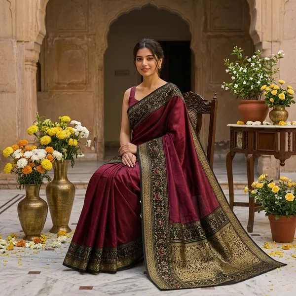 Oxin_Woven_Banarasi_Art_Silk_Saree_(Maroon)